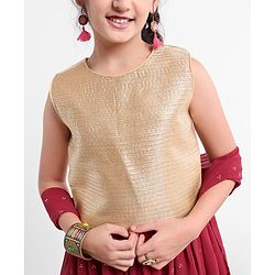 Pine Kids Sleeveless Choli & Sequin Embellished Lehenga Set - Red