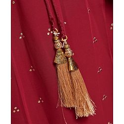Pine Kids Sleeveless Choli & Sequin Embellished Lehenga Set - Red