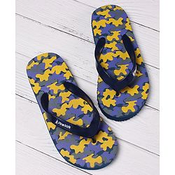 Pine Kids Flip Flops Camouflage Print - Navy Yellow