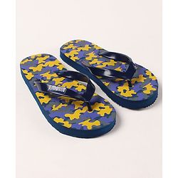 Pine Kids Flip Flops Camouflage Print - Navy Yellow