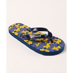 Pine Kids Flip Flops Camouflage Print - Navy Yellow