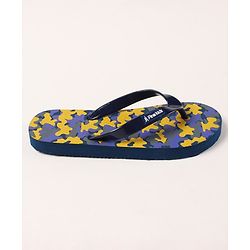 Pine Kids Flip Flops Camouflage Print - Navy Yellow