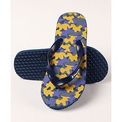 Pine Kids Flip Flops Camouflage Print - Navy Yellow