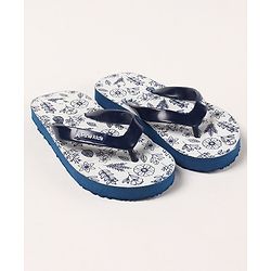 Pine Kids Flip Flops Floral Print- Navy White