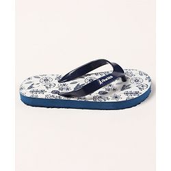 Pine Kids Flip Flops Floral Print- Navy White