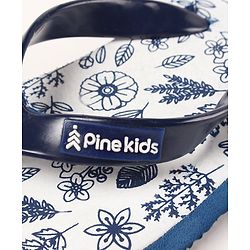 Pine Kids Flip Flops Floral Print- Navy White