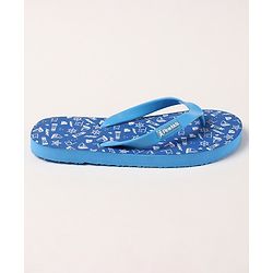 Pine Kids Slip On Flip Flops Sea Theme Print - French Blue