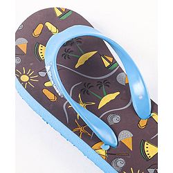 Pine Kids Flip Flops Beach Print- Blue Purple