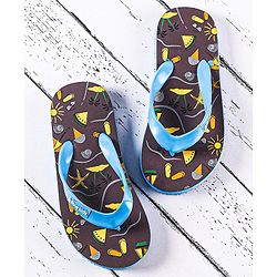 Pine Kids Flip Flops Beach Print- Blue Purple