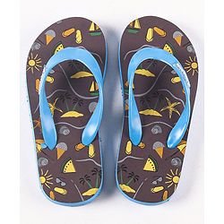 Pine Kids Flip Flops Beach Print- Blue Purple