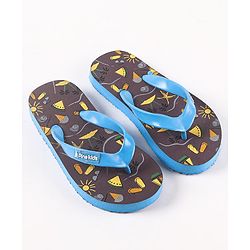 Pine Kids Flip Flops Beach Print- Blue Purple