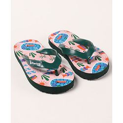 Pine Kids Slip On Flip Flops Beach Theme Print - Light Beige