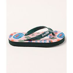 Pine Kids Slip On Flip Flops Beach Theme Print - Light Beige