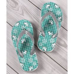 Pine Kids Flip Flops Bird Print- White Grey