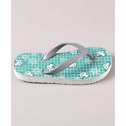 Pine Kids Flip Flops Bird Print- White Grey