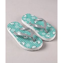 Pine Kids Flip Flops Bird Print- White Grey
