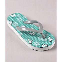 Pine Kids Flip Flops Bird Print- White Grey