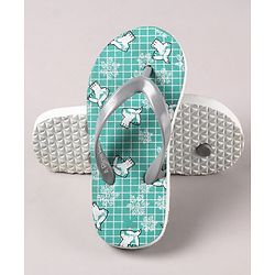 Pine Kids Flip Flops Bird Print- White Grey