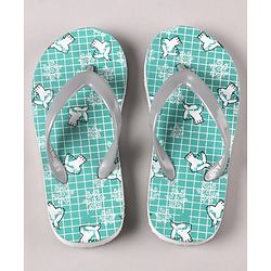 Pine Kids Flip Flops Bird Print- White Grey