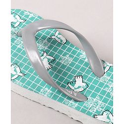 Pine Kids Flip Flops Bird Print- White Grey