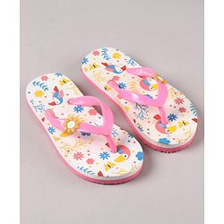 Pine Kids Flip Flops Floral Print- Pink White