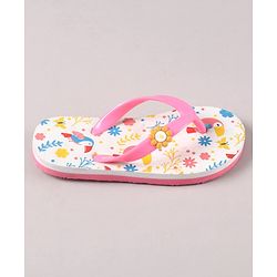 Pine Kids Flip Flops Floral Print- Pink White