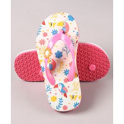 Pine Kids Flip Flops Floral Print- Pink White
