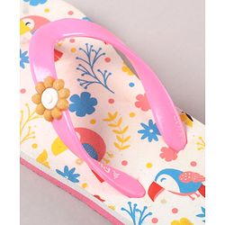Pine Kids Flip Flops Floral Print- Pink White