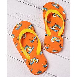 Pine Kids Slip On Flip Flops Rainbow Print - Yellow Orange