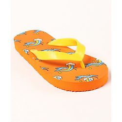 Pine Kids Slip On Flip Flops Rainbow Print - Yellow Orange