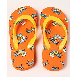 Pine Kids Slip On Flip Flops Rainbow Print - Yellow Orange