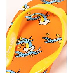 Pine Kids Slip On Flip Flops Rainbow Print - Yellow Orange