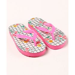 Pine Kids Slip On Flip Flops Floral Print - Pink White