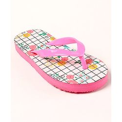 Pine Kids Slip On Flip Flops Floral Print - Pink White