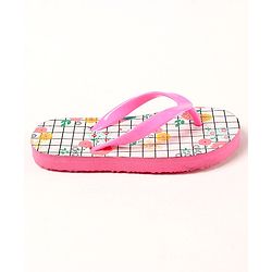 Pine Kids Slip On Flip Flops Floral Print - Pink White