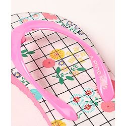 Pine Kids Slip On Flip Flops Floral Print - Pink White