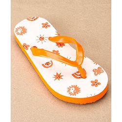 Pine Kids Slip On Flip Flops Sun Print - Orange White