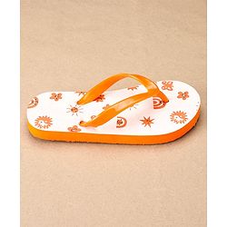 Pine Kids Slip On Flip Flops Sun Print - Orange White