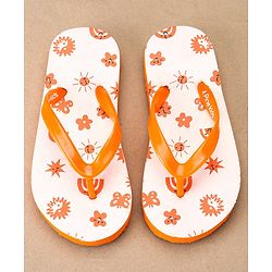 Pine Kids Slip On Flip Flops Sun Print - Orange White