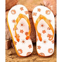 Pine Kids Slip On Flip Flops Sun Print - Orange White