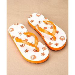 Pine Kids Slip On Flip Flops Sun Print - Orange White