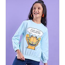 Pine Kids Cotton Knit Full Sleeves Garfeild Collection Bio Washed Crew Neck Sweatshirt - Blue