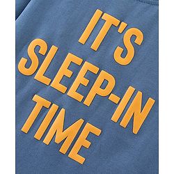 Pine Kids Full Sleeves 100% Cotton Bio-Wash HD Text Print Night Suit - Blue