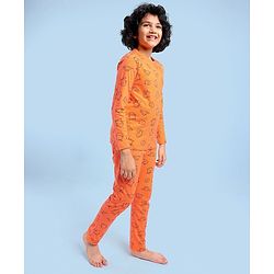 Pine Kids Full Sleeves Cotton Night Suit with Ghost Print - Orange