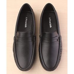Pine Kids Slip On Round Toe Party Wear Loafers - Black