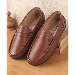 Pine Kids Slip On Round Toe Party Wear Loafers - Brown