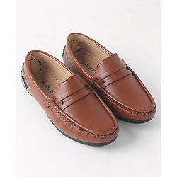 Pine Kids Slip On Round Toe Party Wear Loafers - Brown