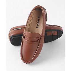 Pine Kids Slip On Round Toe Party Wear Loafers - Brown