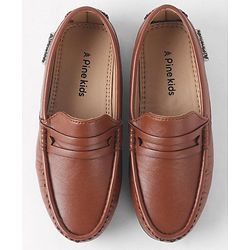 Pine Kids Slip On Round Toe Party Wear Loafers - Brown