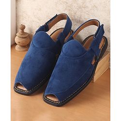 Pine Kids Peshawari Ethnic Sandals with Velcro Closure - Blue